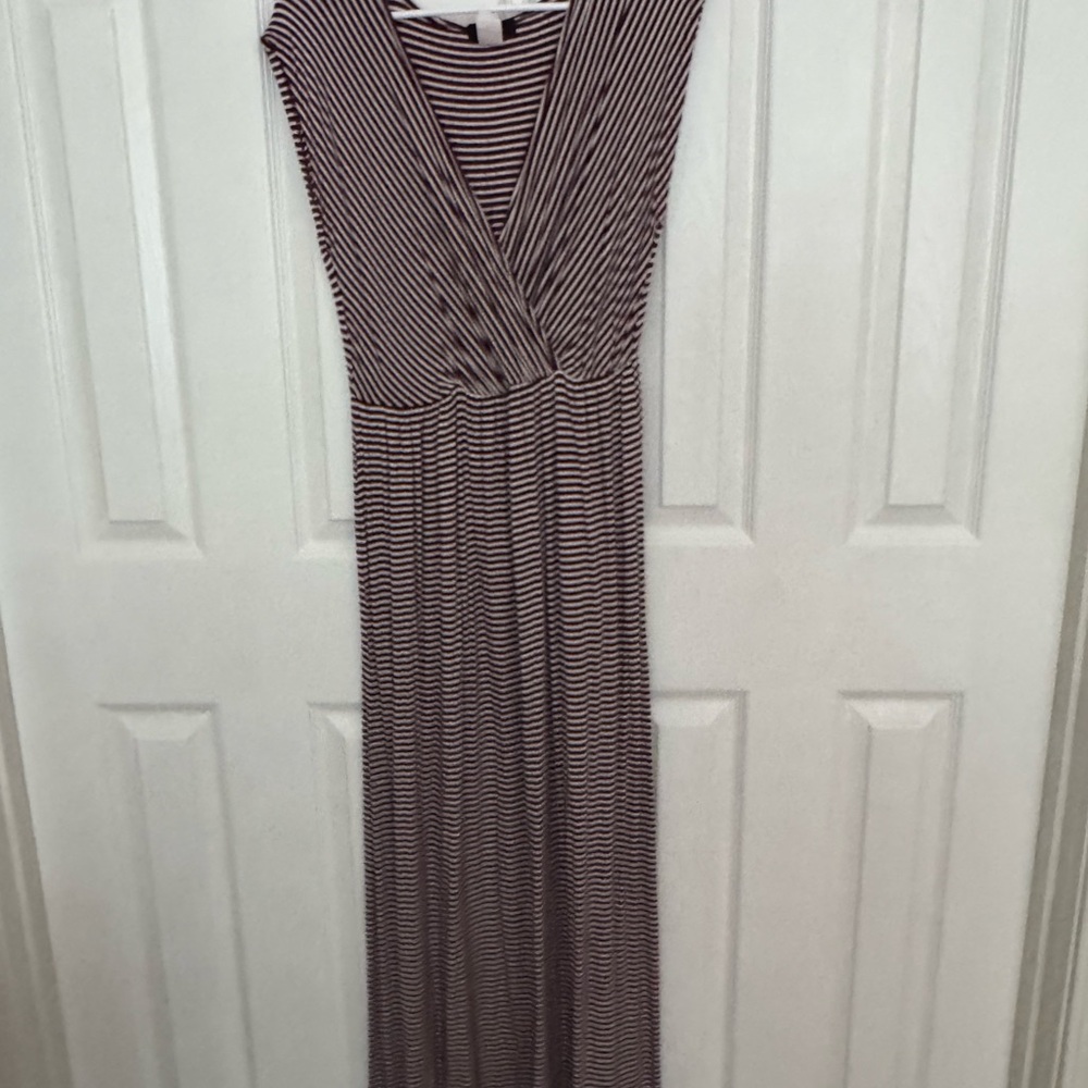 Espresso Black and White Striped Maxi Dress